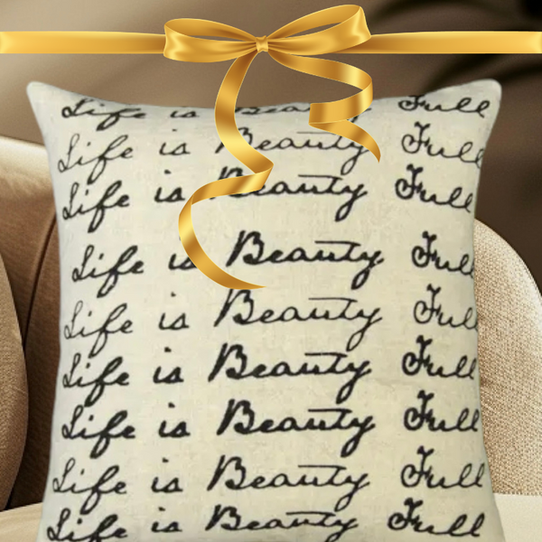 Life is Beauty Full Stonewash Linen Pillow