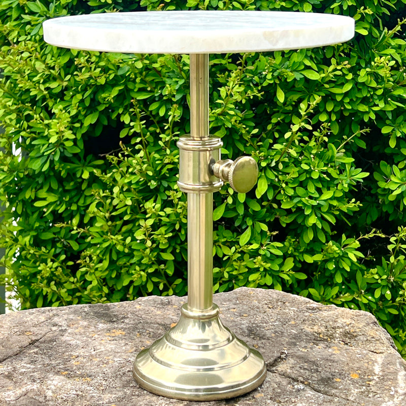 Marble and Antique Brass Cake Pedestal