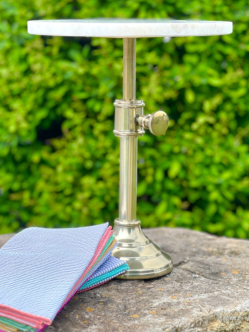 Marble and Antique Brass Cake Pedestal