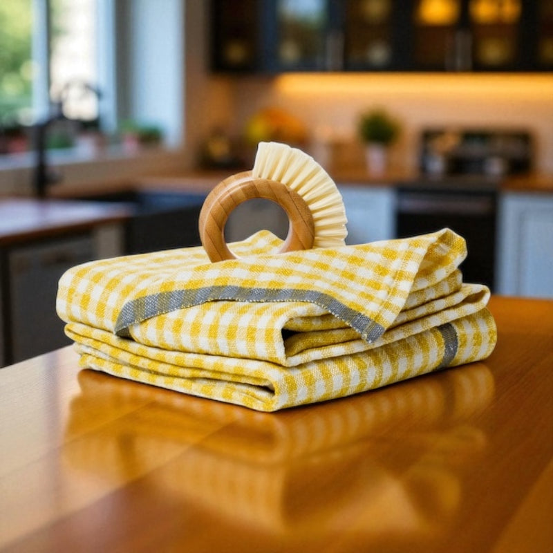 Heavyweight Gingham Linen Tea Towels by Caravan, 6 Assorted Colors