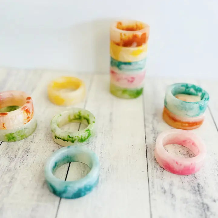 colorful marbleized resin napkin rings