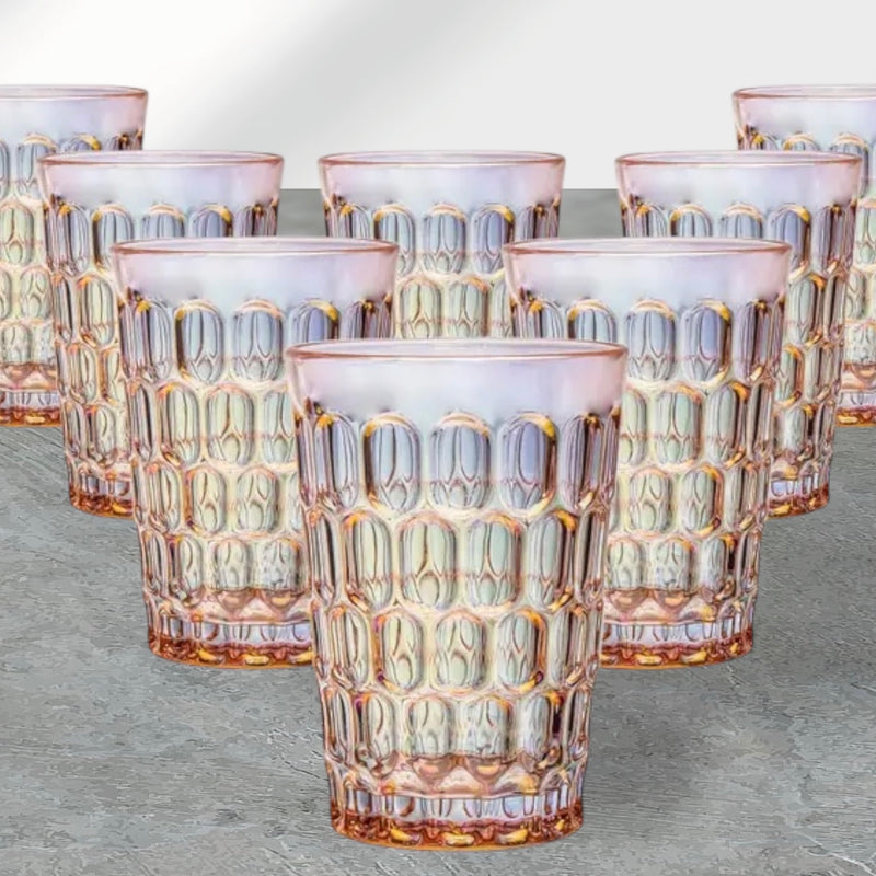 Iridescent Pink Tumbler Glasses set of 8