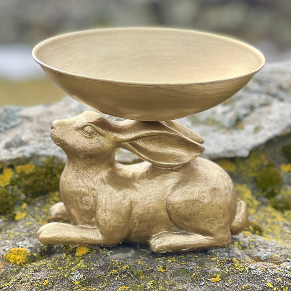 Gilded Rabbit Pedestal Bowl