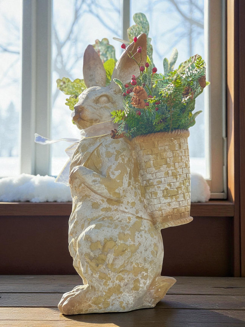 Edgecomb Pod Rabbit Standing Rabbit with Basket – Schuyler Pond Home and Garden