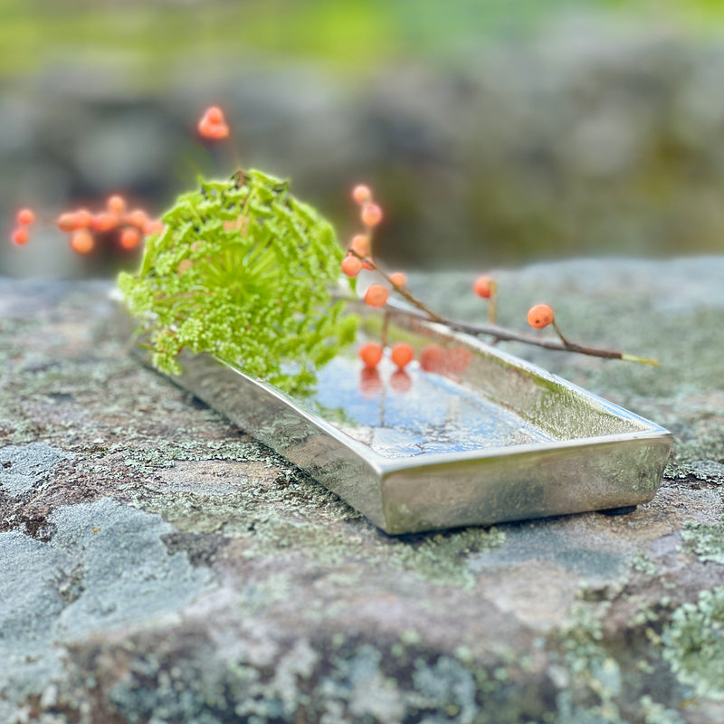 Aluminum Valet Tray with Raw Nickel Finish