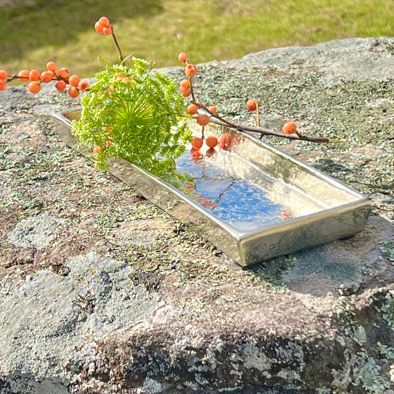 Aluminum Valet Tray with Raw Nickel Finish