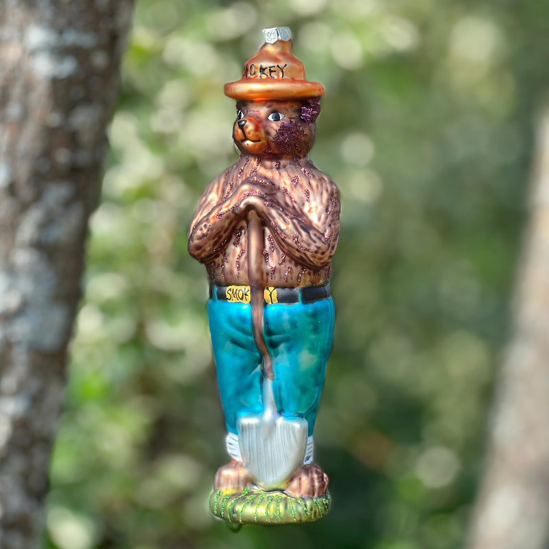 Glass Smokey the Bear Ornament