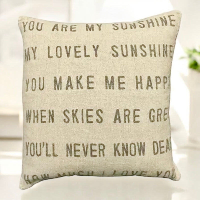 You Are My Sunshine Linen Pillow by sugarboo
