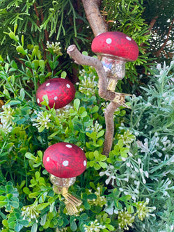 Bright and Shiny Mini Mushroom Clip Ornament Trio