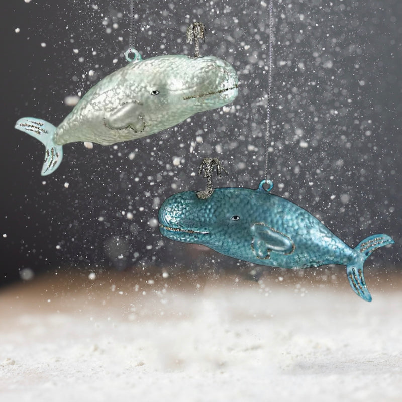 glass whale ornaments by Cody Foster
