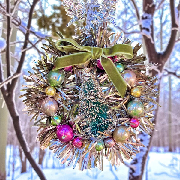 Wreath Ornament with Tinsel and Baubles